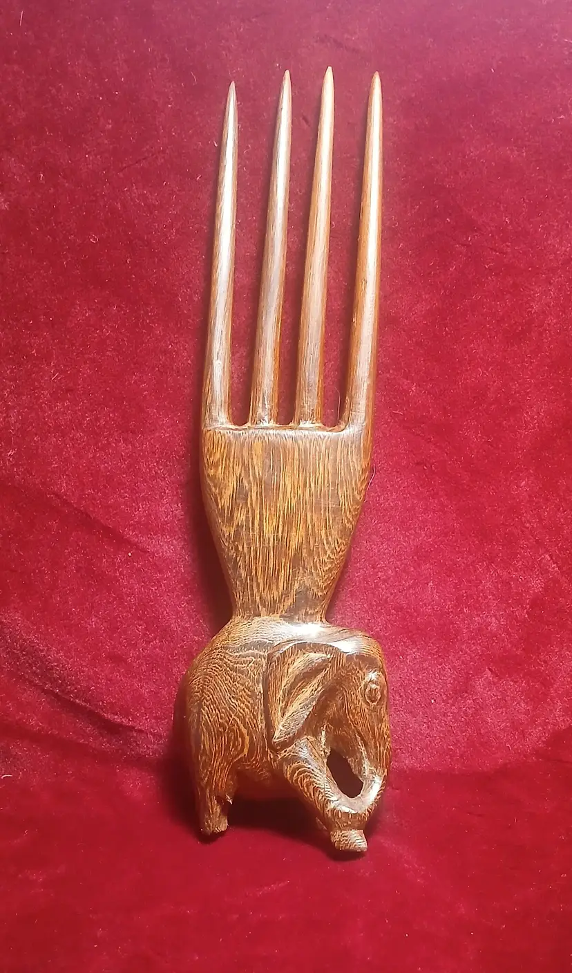 African  Wood Hair Comb Decor