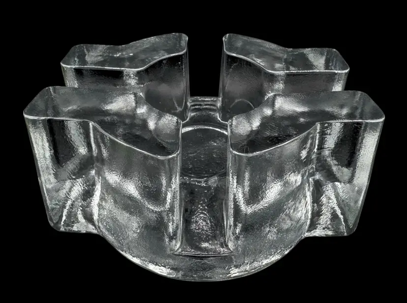 Vintage Heavy Clear Glass Teapot Tea Light Warmer Trivet Ice Block Mid Century