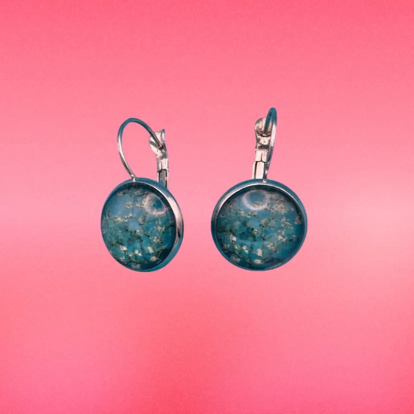 Turquoise-Style Round Leverback Earrings – Boho Chic Fashion Jewelry