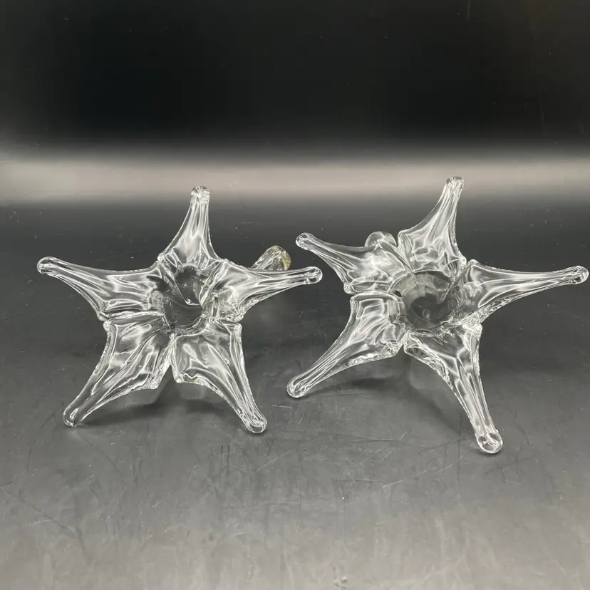 Set Of 2 Hand Blown Lillies With Hollow Stem