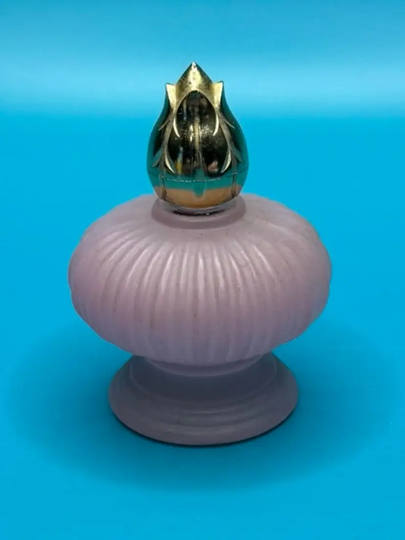 Vintage Avon Elusive Cologne .5 Oz Frosted Pink Bottle w/Rose Lid 1960’s Empty