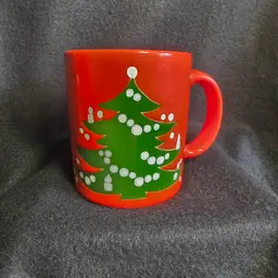 Vintage Wächtersbach Christmas Tree Mug – Red Stoneware Holiday Cup Germany