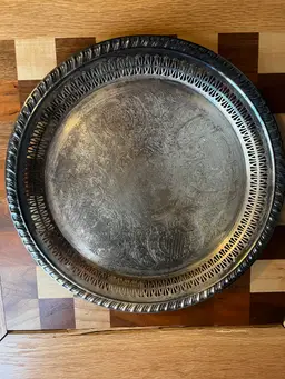 Leonard Silver Plated Serving Tray With Pierced Design And Etching Tray-12”
