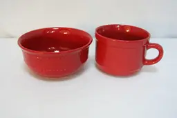 Royal Norfolk Red Beaded Edge Bowl Soup Cereal Holiday Coffee Tea Cup Mug Set-2