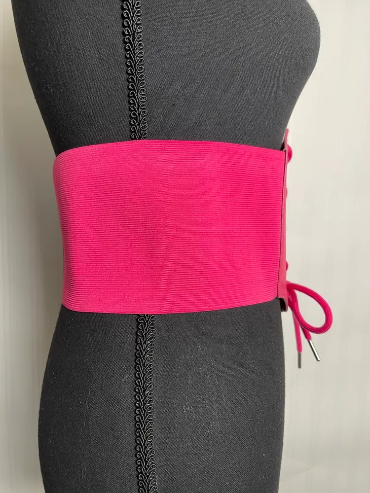 Womens Lace-up Cinch Belt Tied Corset Elastic Waist Belt Hot Pink S Whimsey Goth