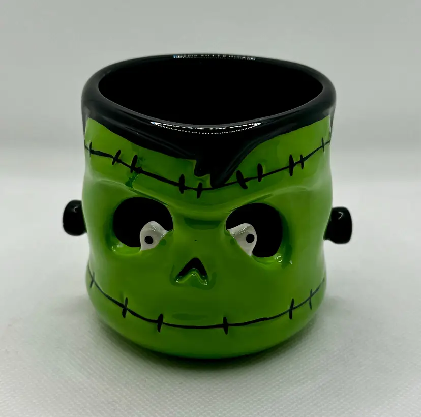 Harry Slatkin 2011 Frankenstein Monster Tealight Votive Candle Holder, Spooky Halloween Decor, By Harry Slatkin, Distributed by Bath & Body Works, Made in China, Signed