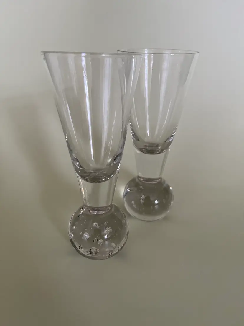 TEQUILA ROSE Liqueur/Shot Glasses w/ Clear Ball Shaped Base (Set Of 2)
