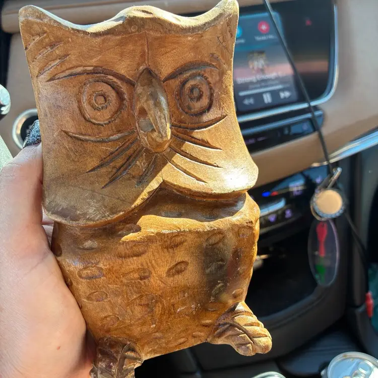 Hand Carved Wooden Owl 6" tall