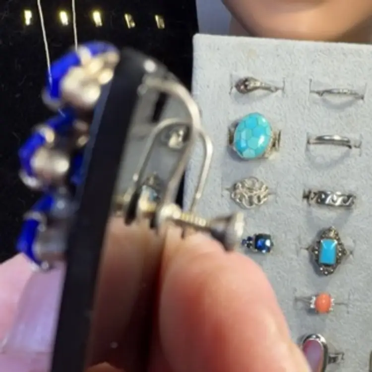 Vintage Sterling Sapphire Rhinestone Screw Back Earrings