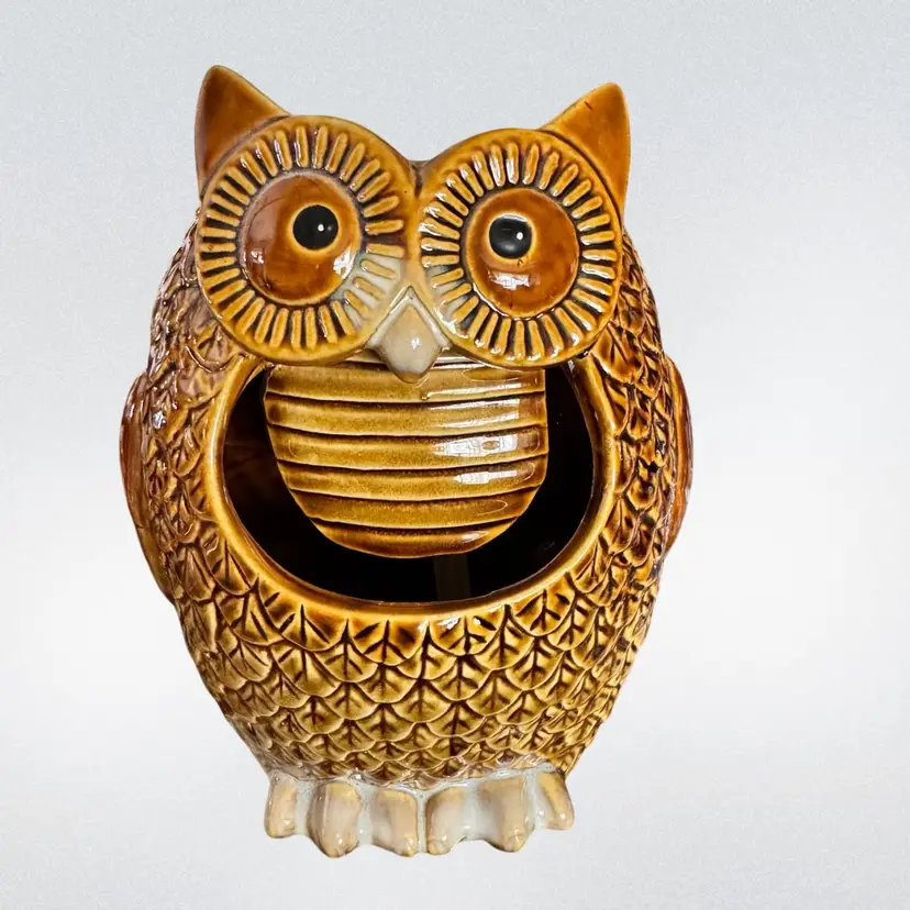 Coyne's & Company Hand Glazed Ceramic Owl Porcelain Table Top Water Fountain