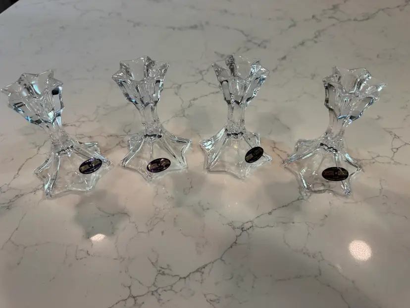 Set Of4 Deplomb Crystal Candleholders