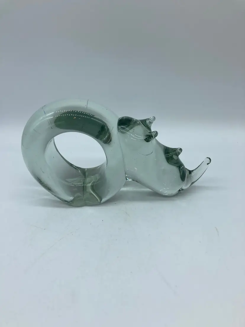 Ngwenya Glass, Handmade Rhino Napkin Ring, recycled glass in Swaziland.