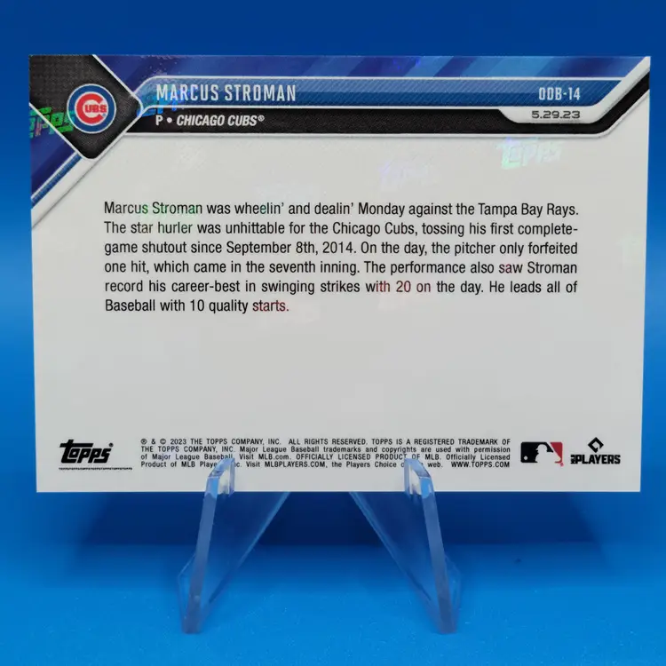 Marcus Stroman 2023 Topps NOW Opening Day Bonus Complete Game Shutout Chicago Cubs