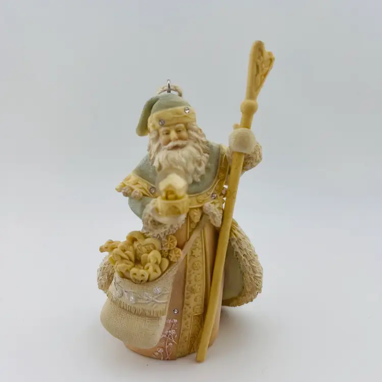 Enesco Foundations Santa With Nativity Snow Globe Ornament 4.75”