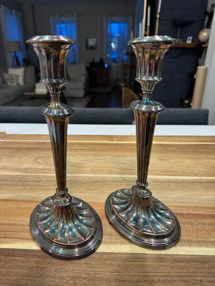 Antique Silver Plate Candlestick Holders