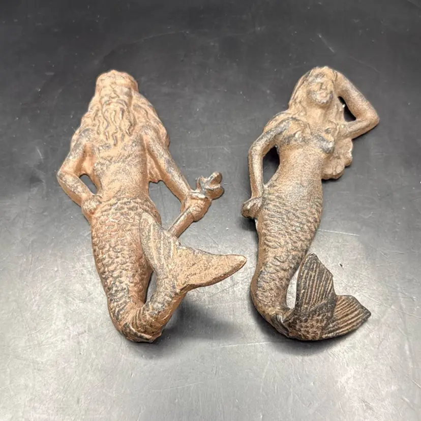Cast Iron Merman And Mermaid Hooks