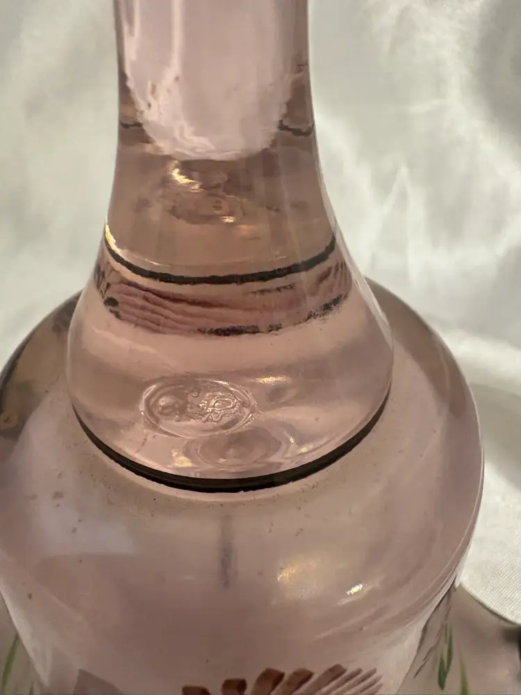 Fenton Pink Ruffled Hand Painted Signed Bell Black Edge