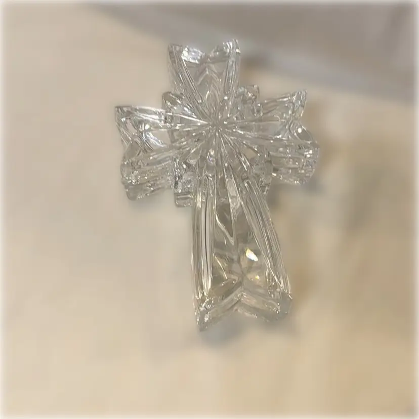 Vintage Waterford Crystal Marquis Cross Lidded Trinket Box - Made in Germany - 7” long, 4.5” wide, and 2” tall