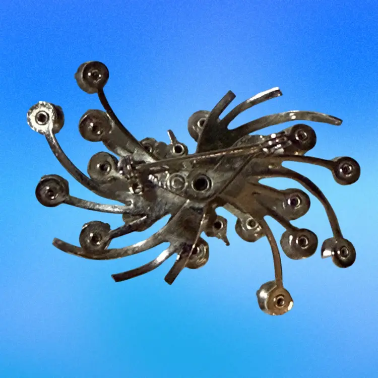 Vintage Signed Emmons Rhinestone Spray Silvertone Brooch