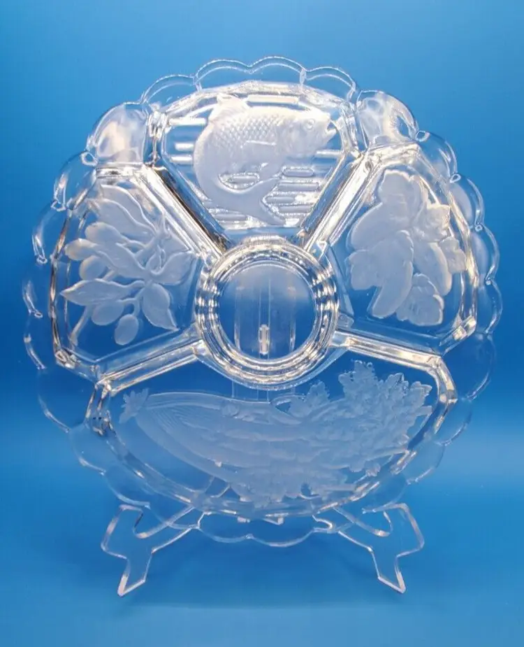 Vintage Imperial Pressed Glass Divided Vegetable Relish Platter EAPC Tray 12"