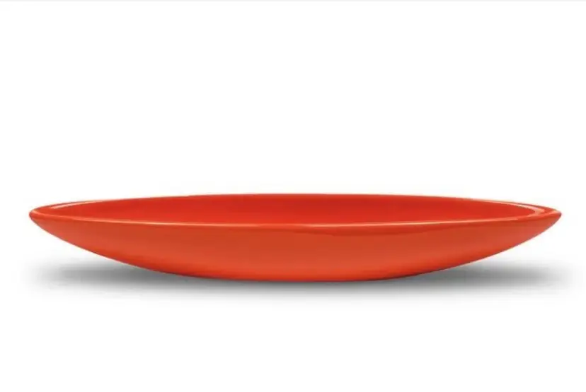 VTG Bauer Pottery 2000 Art Deco Mid-Century Style Ceramic Red Canoe Dish 16"