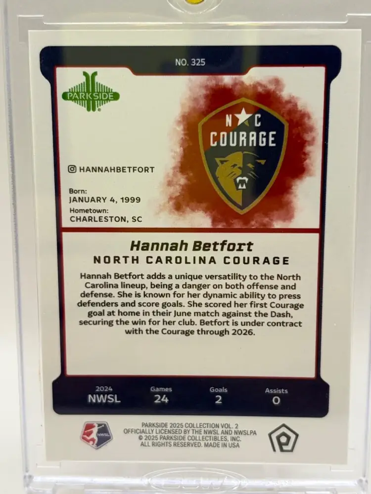 Hannah Betfort 2025 Parkside Vol 2 Gold 1/1