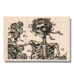 Skeleton And Roses Bertha Grateful Dead Rubber Stamp