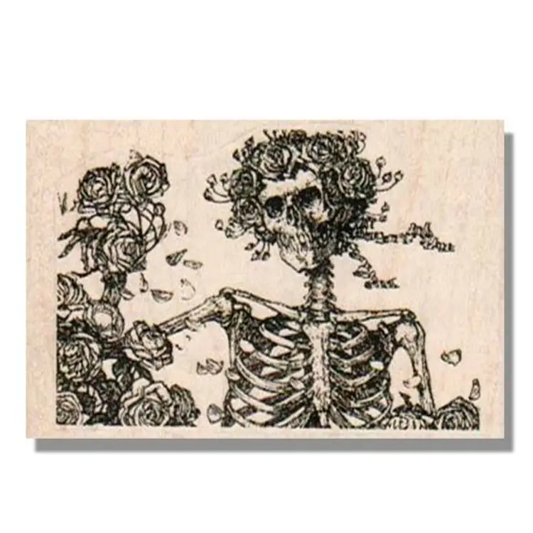 Skeleton And Roses Bertha Grateful Dead Rubber Stamp
