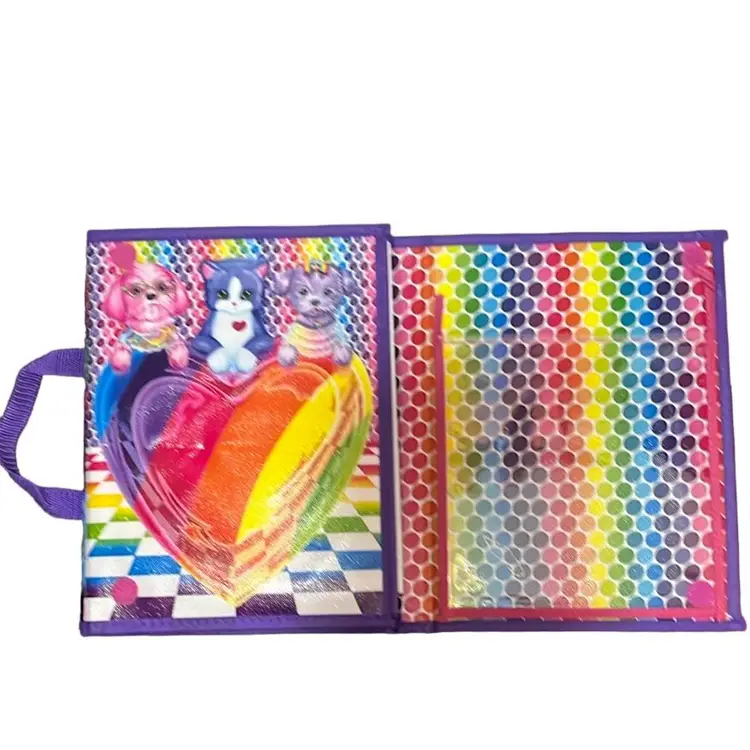 Lisa Frank Unicorn Trifold Portfolio Activity Binder Sticker Pad Rainbow Crayons