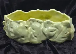 Horton Ceramics Planter Green Yellow Leaf 10.5"