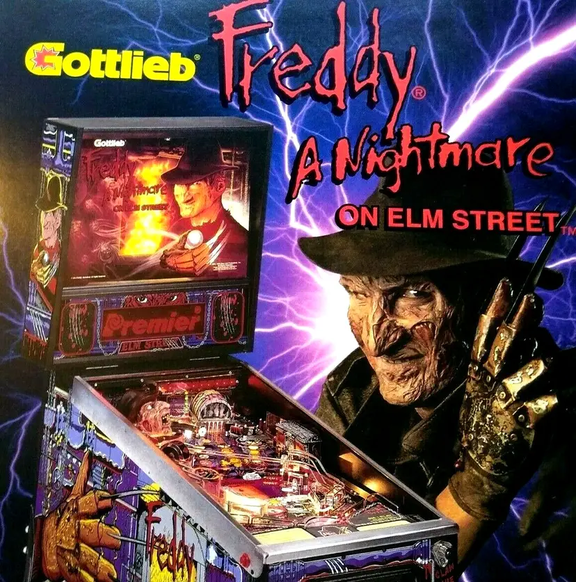 A Nightmare On Elm Street Freddy Pinball Machine FLYER Vintage Horror Art 1990's