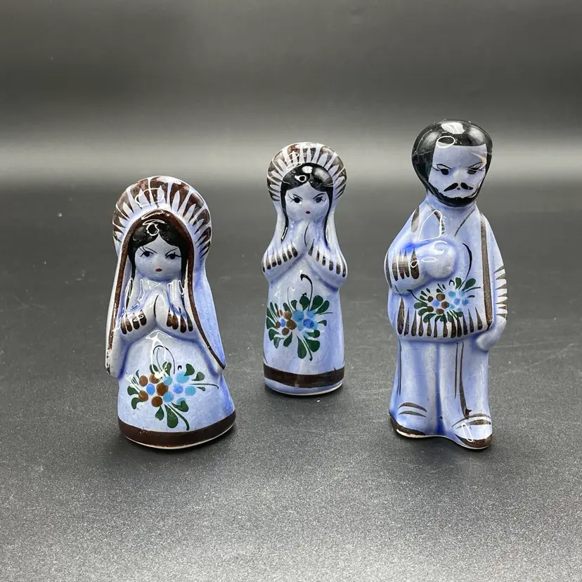 Tonala Pottery Mexican Folk Art Joseph Mary Angel Nativity Replacement Figurines