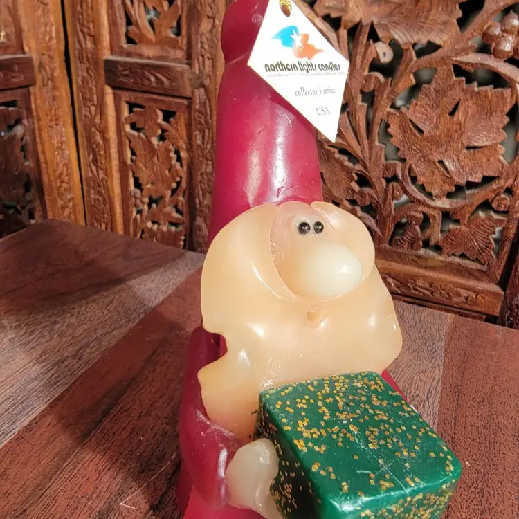 NWT Vintage Santa Gnome Northern Lights Candle