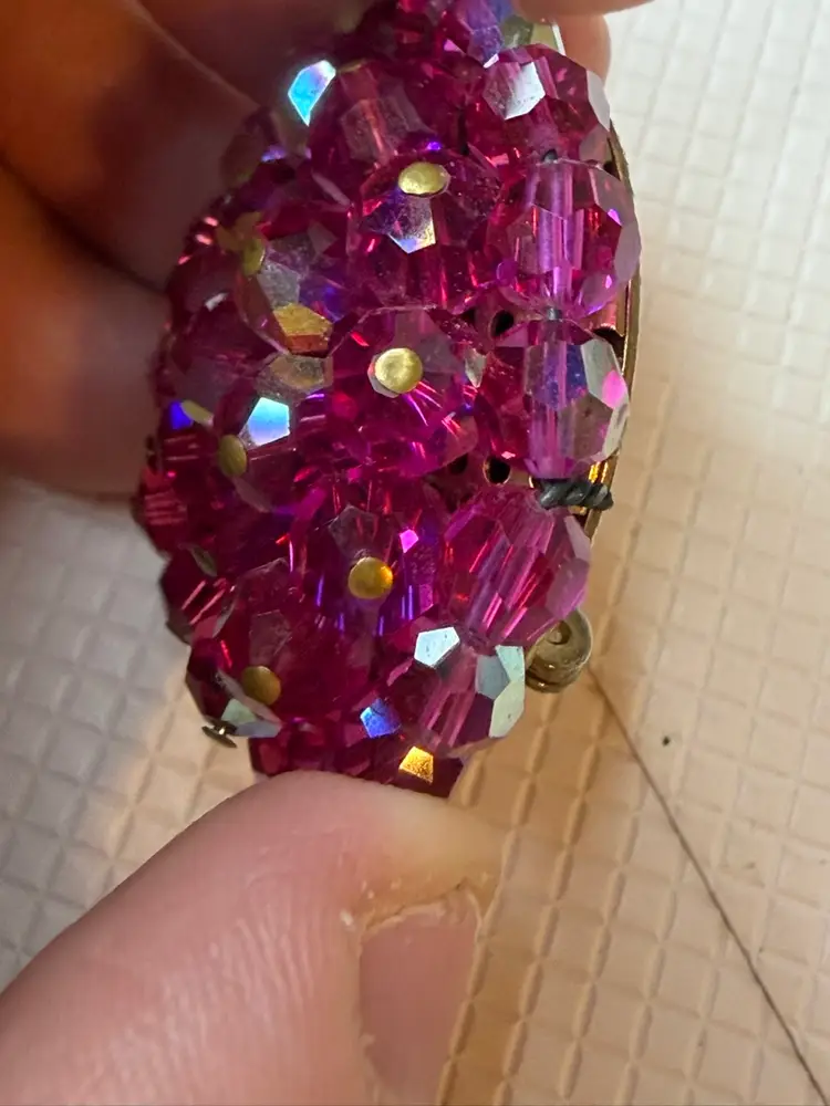 Vintage Pink Cluster Dome Round Brooch Pin