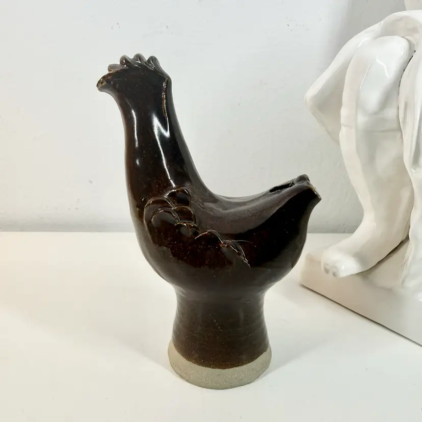 EAST GERMAN Ceramic BIRD/CHiCKEN WHISTLE Figurine VTG FOLK ART Working Primitive