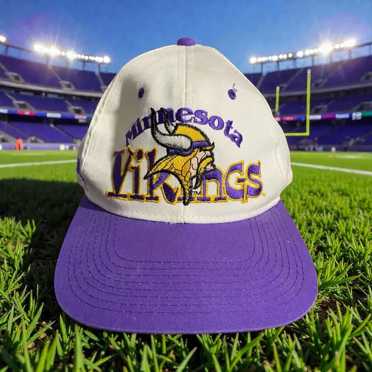 VTG Rare Minnesota Vikings #1 Apparel Snapback Hat Cap Korea