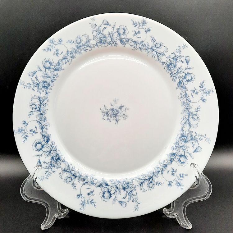 Arcopal France Opal Glass Dinner Plate Blue Floral