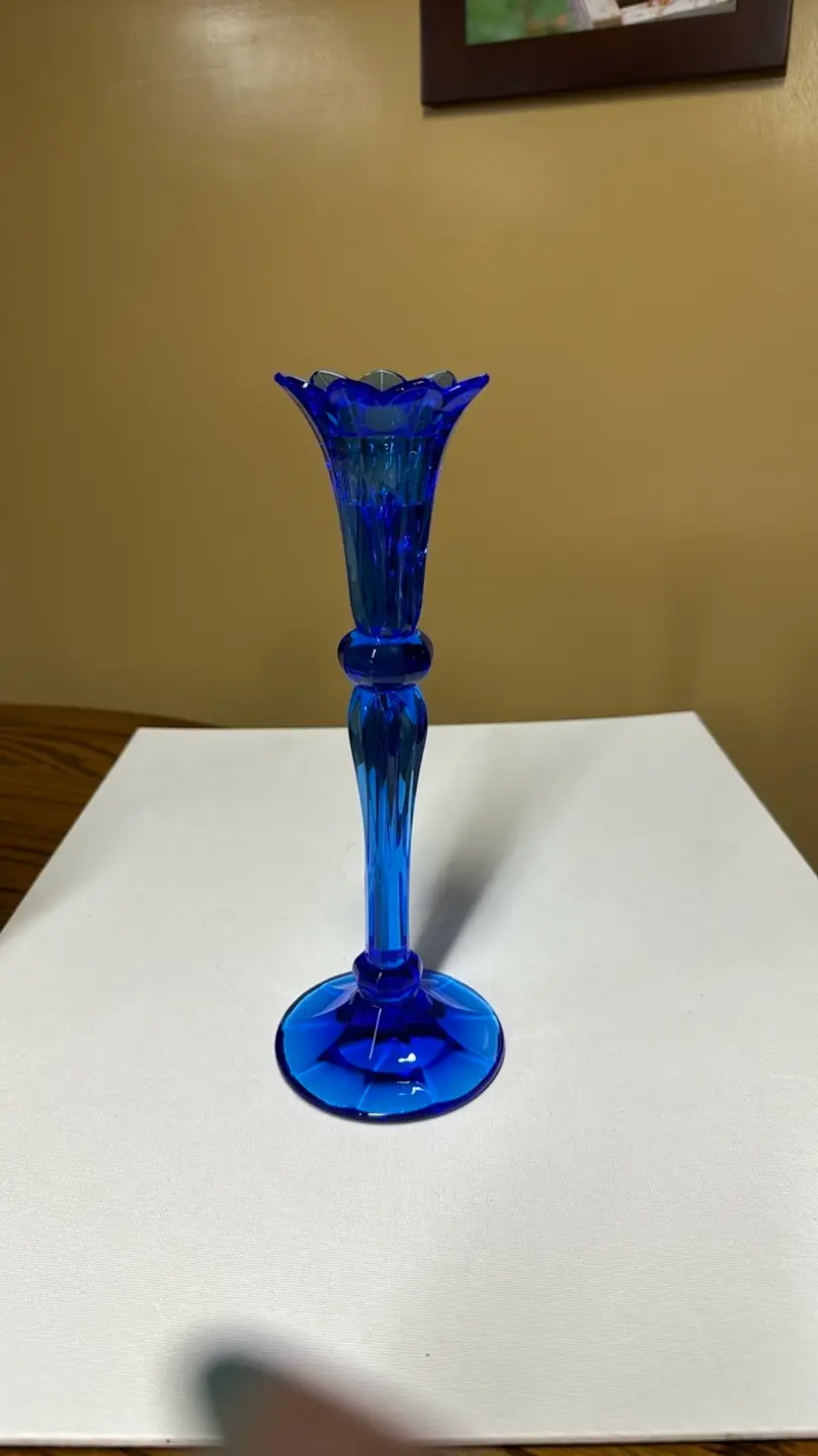 IRENA Cobalt blue Crystal Candlesticks made in Poland 10”