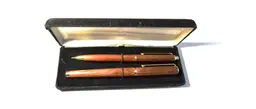 Vintage PH Glatefelter Wood Grain Pen Pencil Set With Case