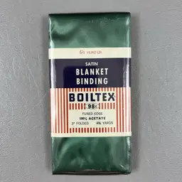 Vintage Boiltex 3" Folded Satin Blanket Binding 4 3/4 Yards Hunter Green NOS New Sealed