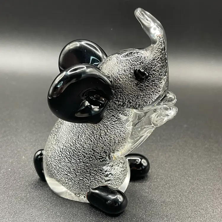 Glass Elephant Paperweight Figurine