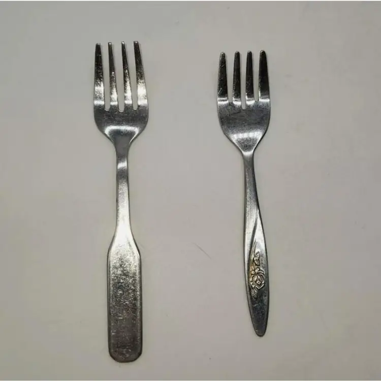 Vintage & Preowned 2 -Stainless Steel Baby / Toddler Forks, 4.5" & 5" Length