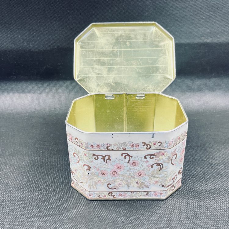 Meister Hinged Storage Tin Pink and Gold Floral