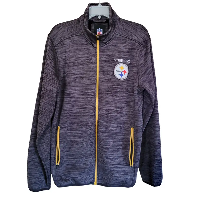 Pittsburgh Steeler Full Zip Jacket Women's Embroidered Dark Gray G-III Medium