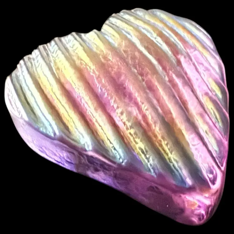 Robert Held RHAG Purple Iridescent Glass Heart Paperweight 2.75”