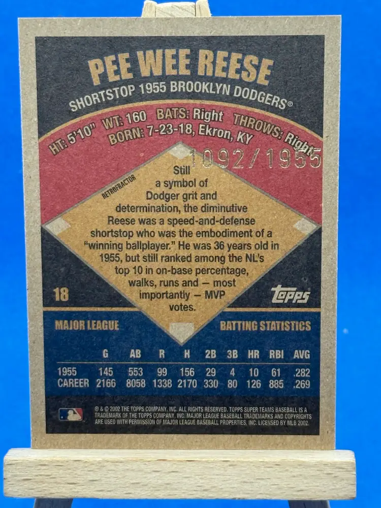 2002 Topps Super Teams Pee Wee Reese Retrofractor /1955 A60