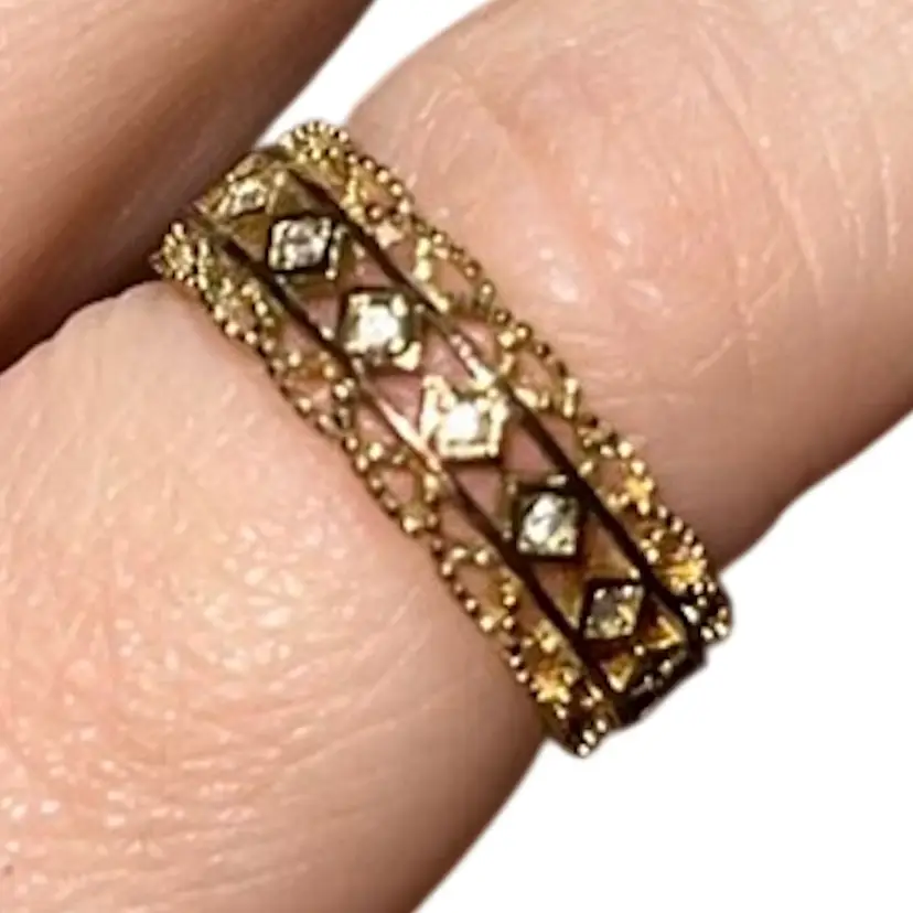 Goldtone CZ Costume Eternity Band Size 6.25”