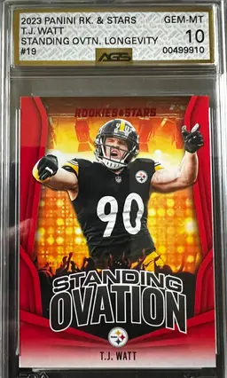 T.J. Watt 2023 Panini Rookies & Stars Standing Ovation Longevity AGS 10