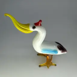 Miniature Art Glass Pelican Figurine