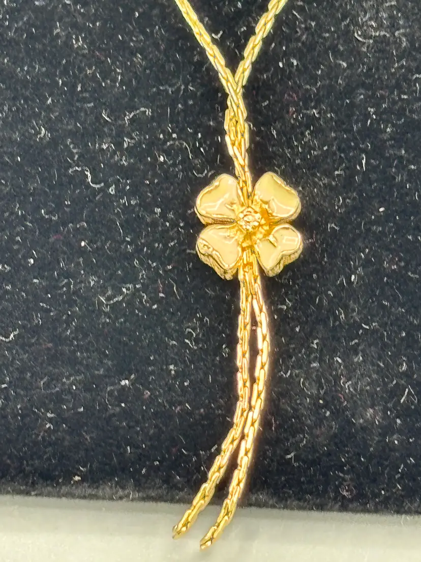 Gold enamel flower necklace